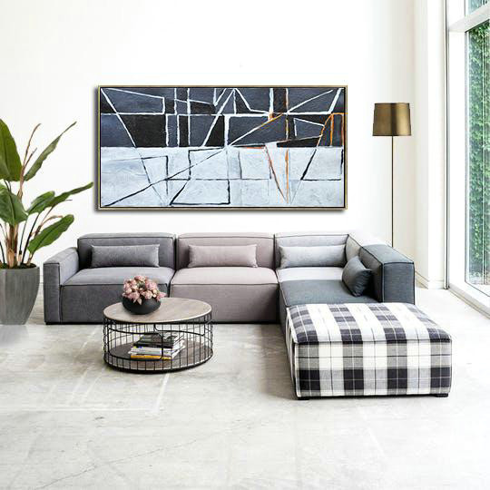 Large Abstract Painting,Hand Painted Panoramic Contemporary Art Canvas Painting,Contemporary Art Canvas Painting